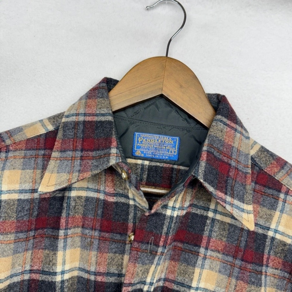 Vintage Pendleton Shirt Mens Small Red Board Wool Flannel USA Made No Holes